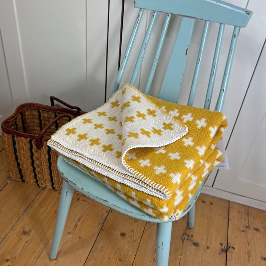 Throw / Blanket - New Wool - Tweedmill Cross - Yellow
