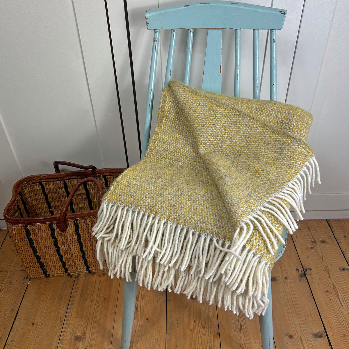 Throw / Blanket - New Wool - Tweedmill Illusion - Mustard Yellow