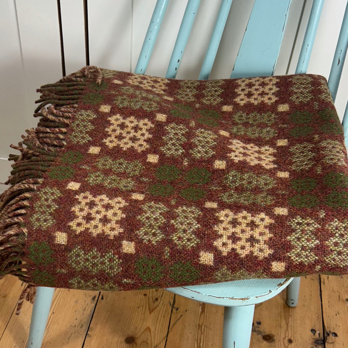 Throw / Blanket - Welsh Tapestry / Carthen Ysgafn - Caernarfon - 100% Wool - Chestnut Brown