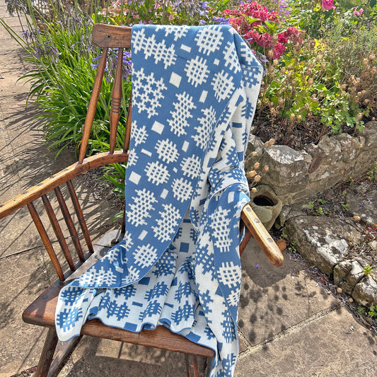 Throw / Blanket - Welsh Tapestry Print - Pigeon Blue