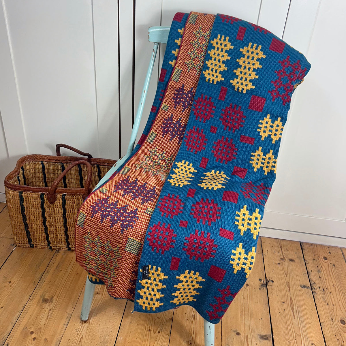 Throw / Blanket - Welsh Tapestry Print - Teal Multi