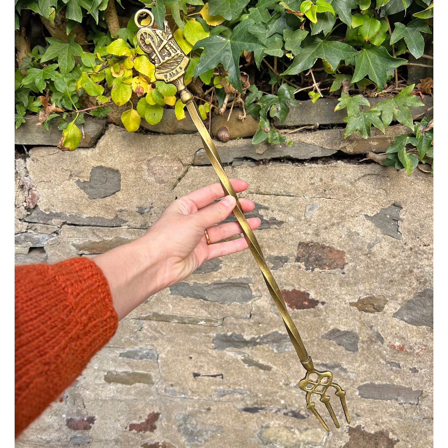 Toasting Fork - Vintage Brass - Spinning Wheel - Wales (Preloved)