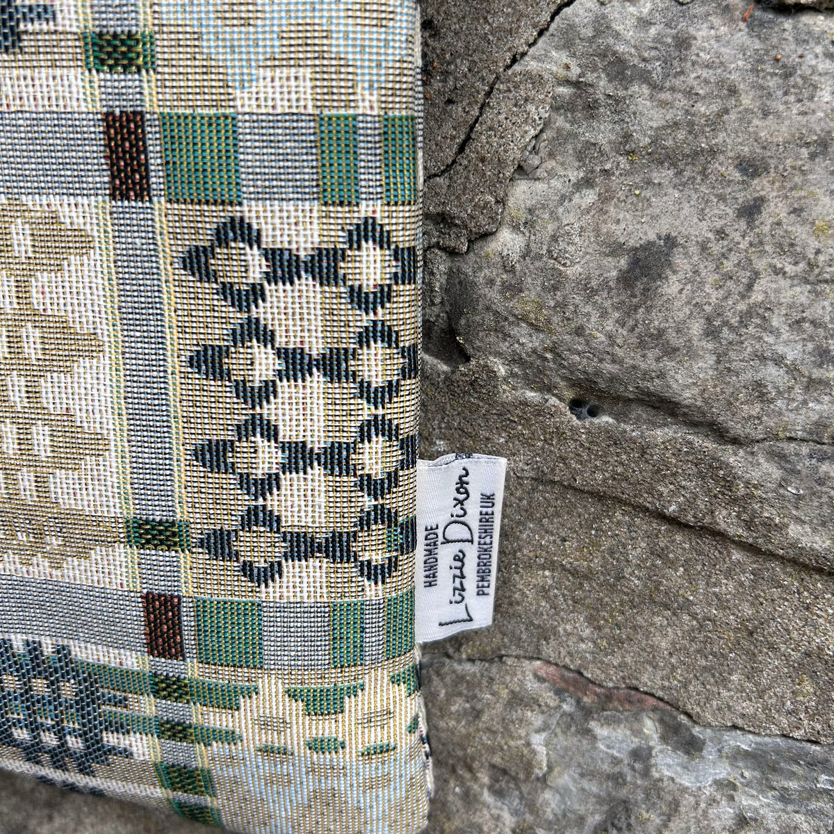Tote Bag - Welsh Tapestry / Blanket Design - Sage Green & Ice Blue