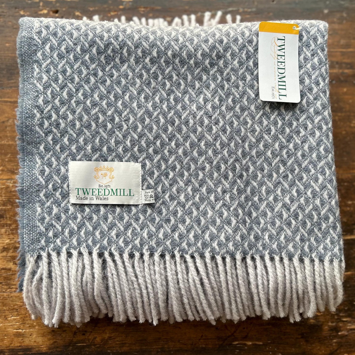 Throw / Blanket - New Wool - Welsh Diamond - Blue Slate Grey