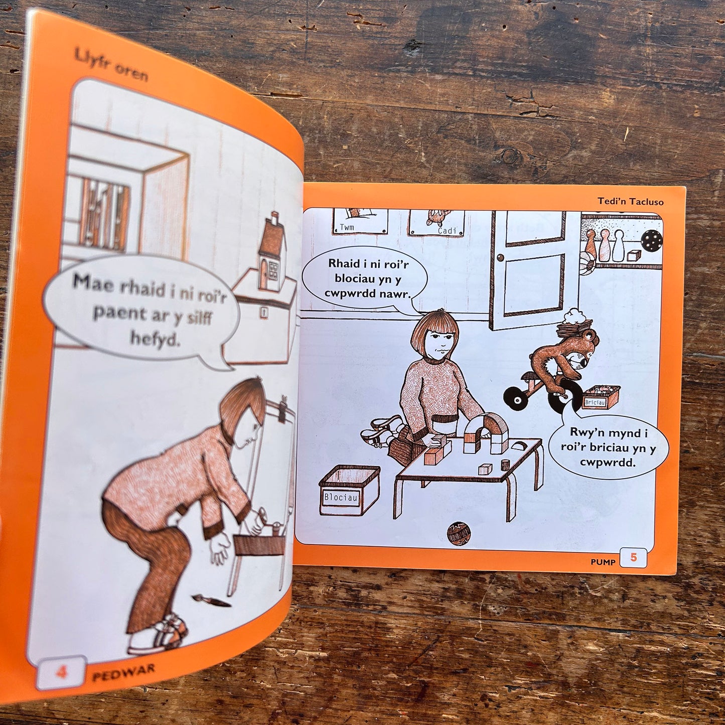 Twm A Cadi A Fi - Book: 5 Tedi'n Tacluso - Anne Brooke / Sharon Martin 1993 (Preloved)