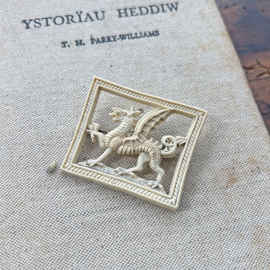 Vintage Brooch - Plastic / Celluloid - Welsh Dragon (Preloved)