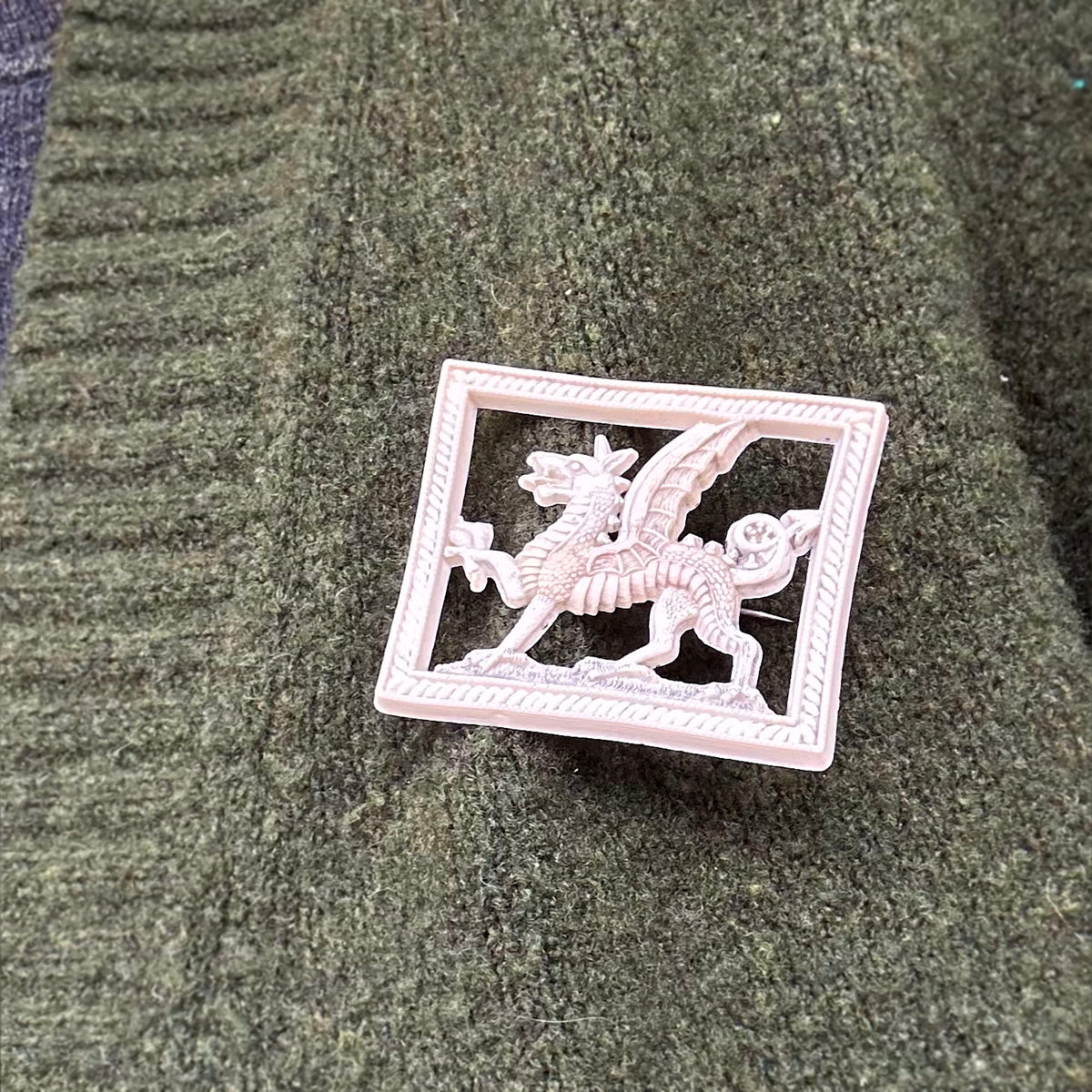 Vintage Brooch - Plastic / Celluloid - Welsh Dragon (Preloved)