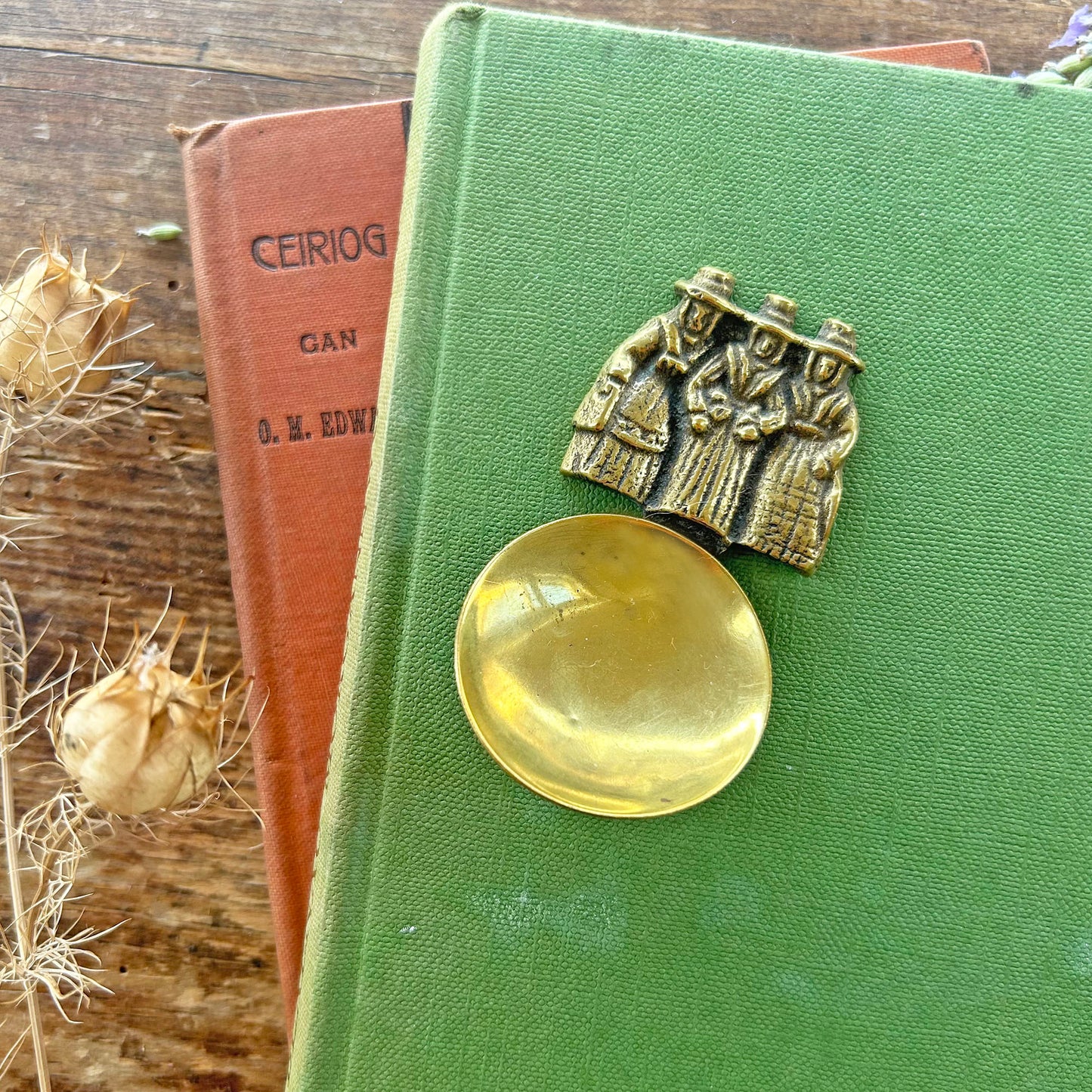 Vintage Caddy Spoon - Solid Brass - Welsh Ladies (Preloved)