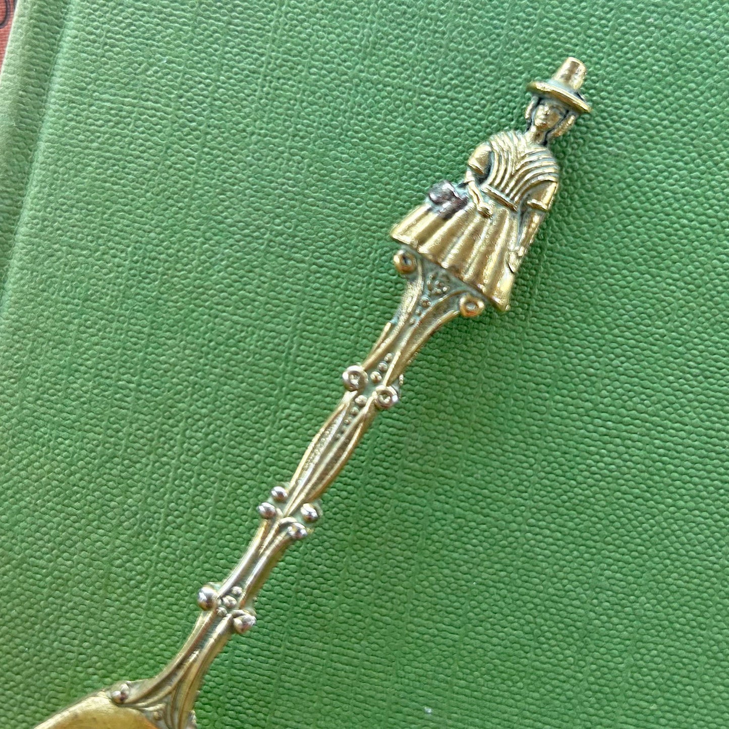 Vintage Caddy Spoon - Solid Brass - Welsh Lady / Jenny Jones (Preloved)