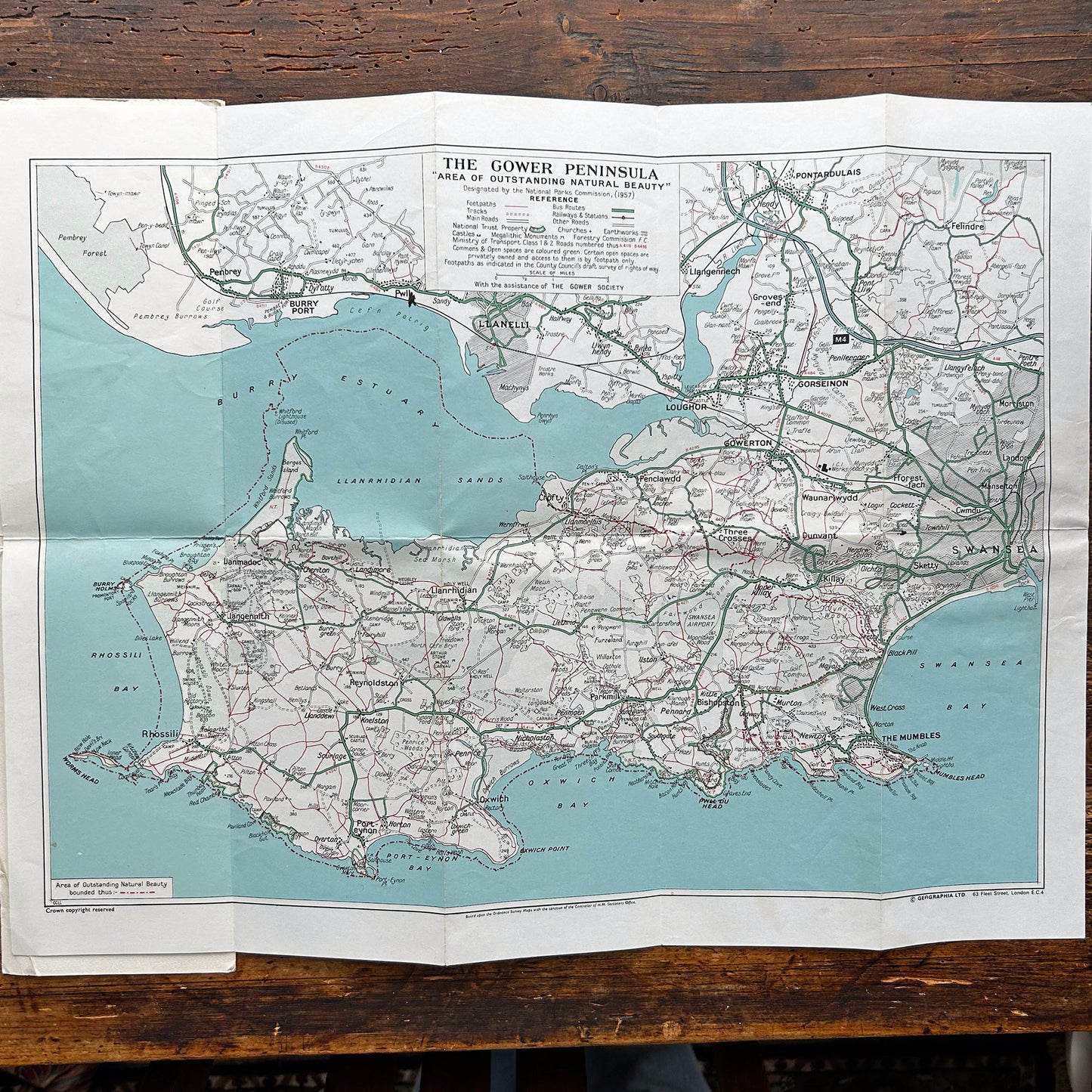 Vintage Holiday Map - Geographia - The Gower Peninsula (Preloved)