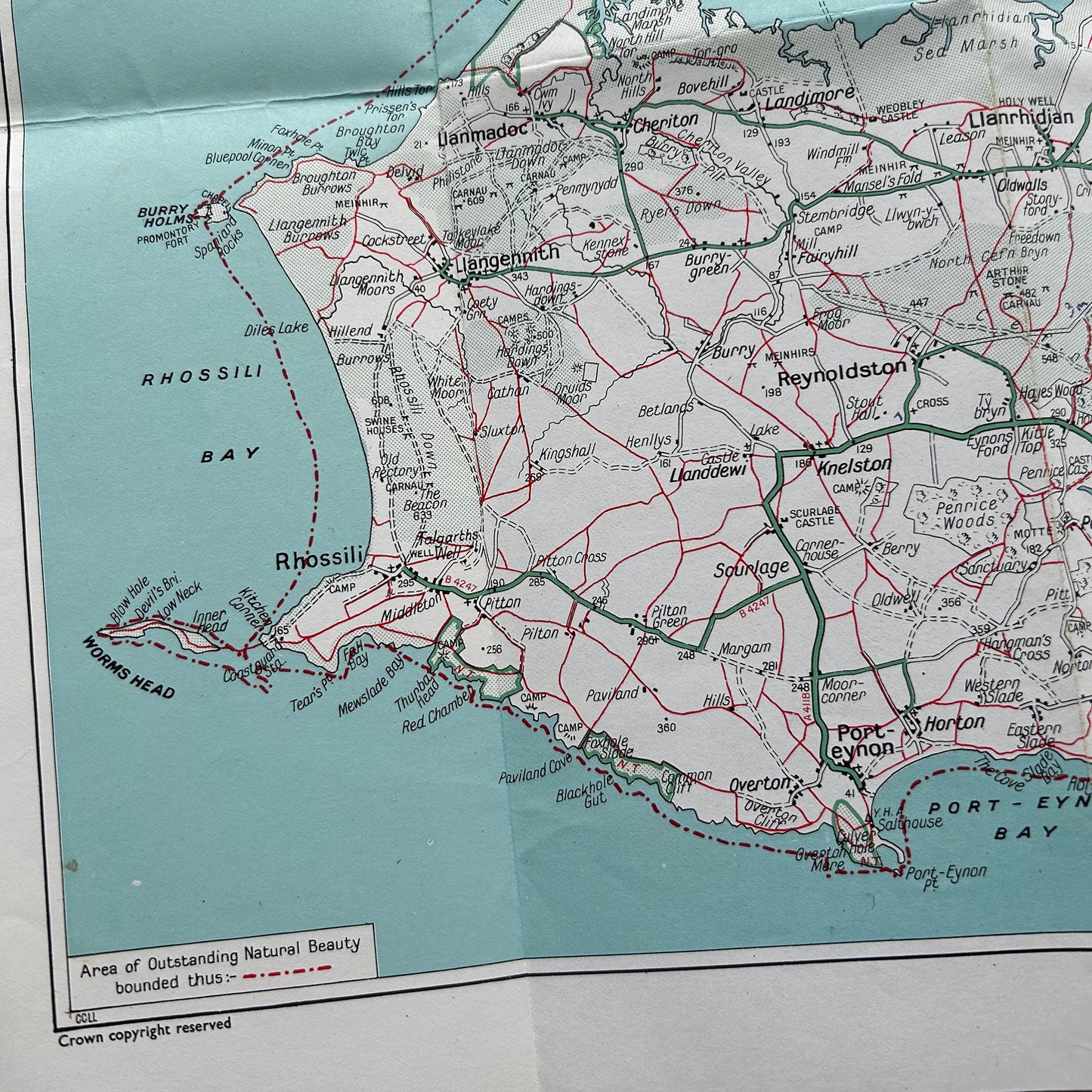 Vintage Holiday Map - Geographia - The Gower Peninsula (Preloved)