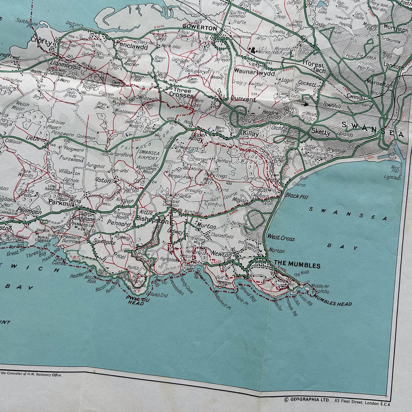 Vintage Holiday Map - Geographia - The Gower Peninsula (Preloved)