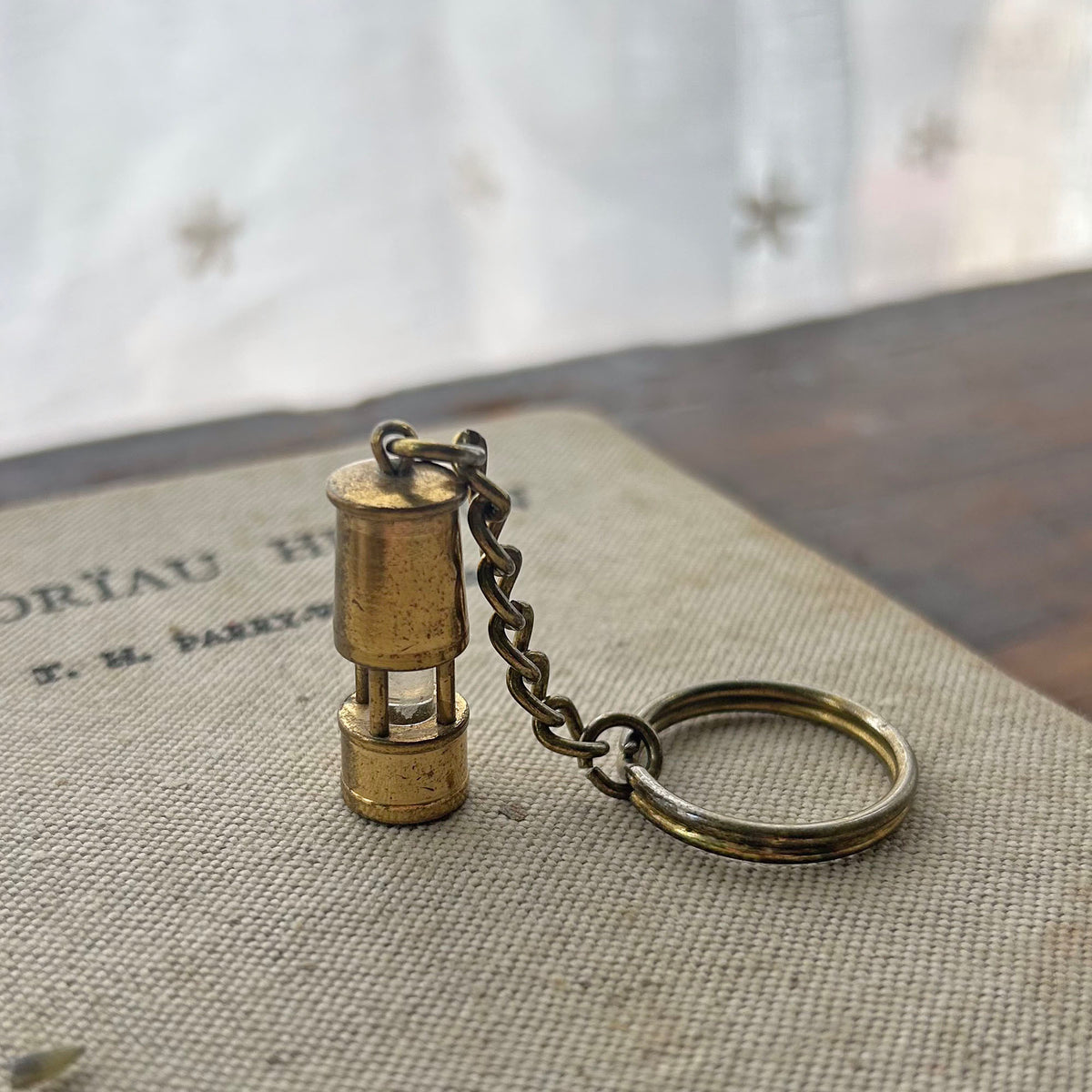 Vintage Keyring / Key Chain - Brass - Miner's Lamp (Preloved)