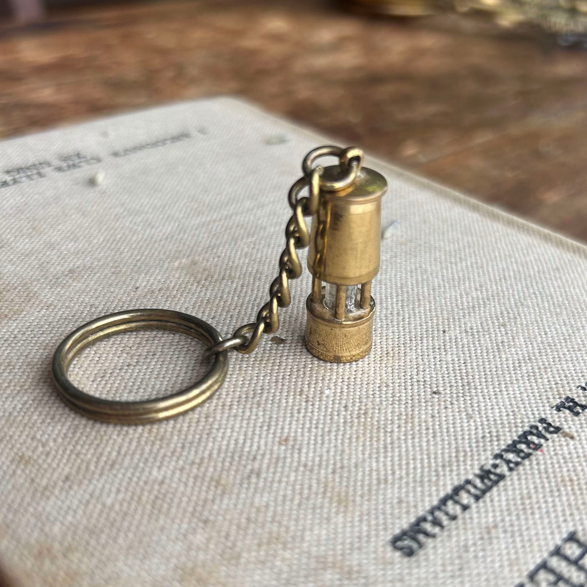 Vintage Keyring / Key Chain - Brass - Miner's Lamp (Preloved)