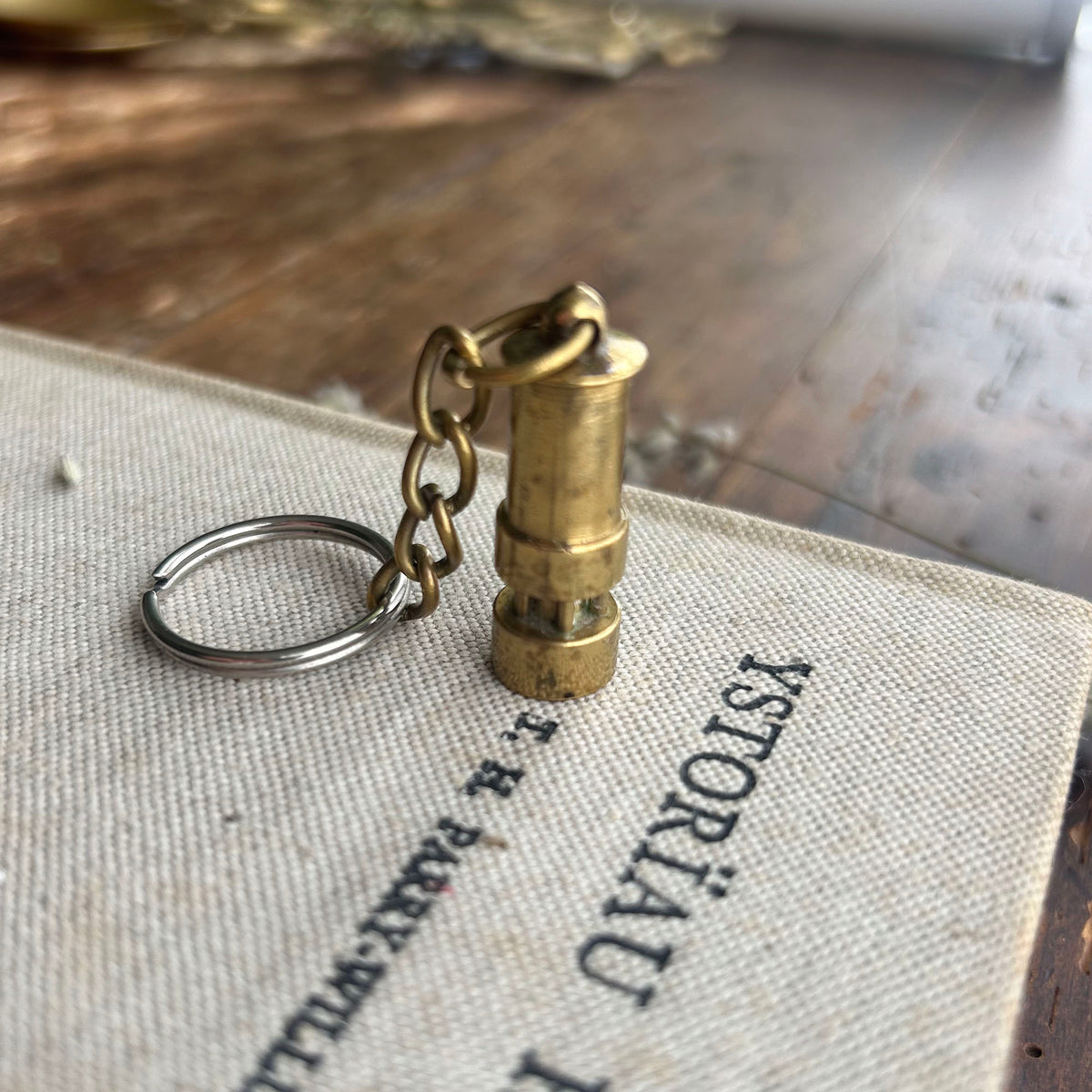 Vintage Keyring / Key Chain - Brass - Miner's Lamp (Preloved)