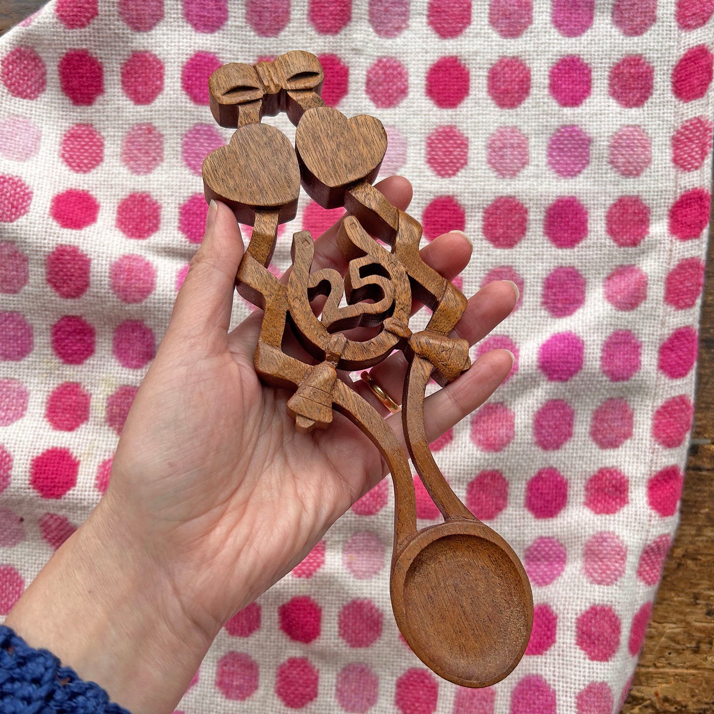 Vintage Love Spoon - Hand Carved - 25th Anniversary (Preloved)