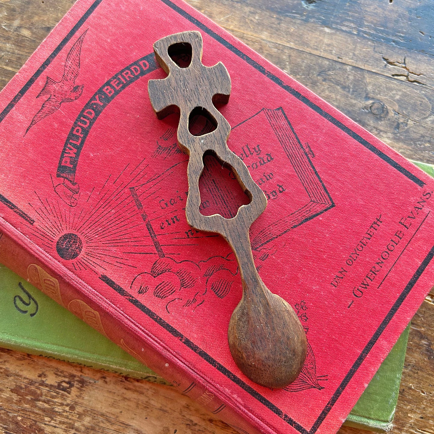 Vintage Love Spoon - Hand Carved - Cross & Bell (Preloved)