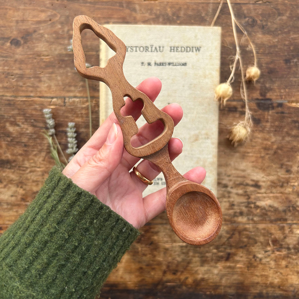 Vintage Lovespoon / Love Spoon - Hand Carved - Bell, Anchor (Preloved)
