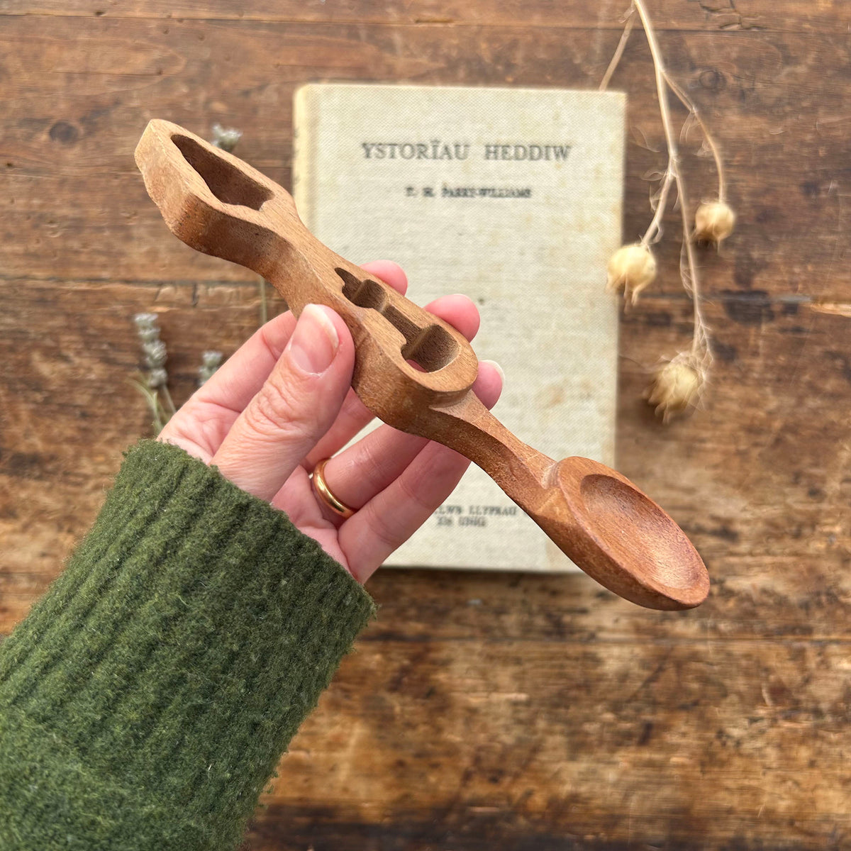 Vintage Lovespoon / Love Spoon - Hand Carved - Bell, Anchor (Preloved)