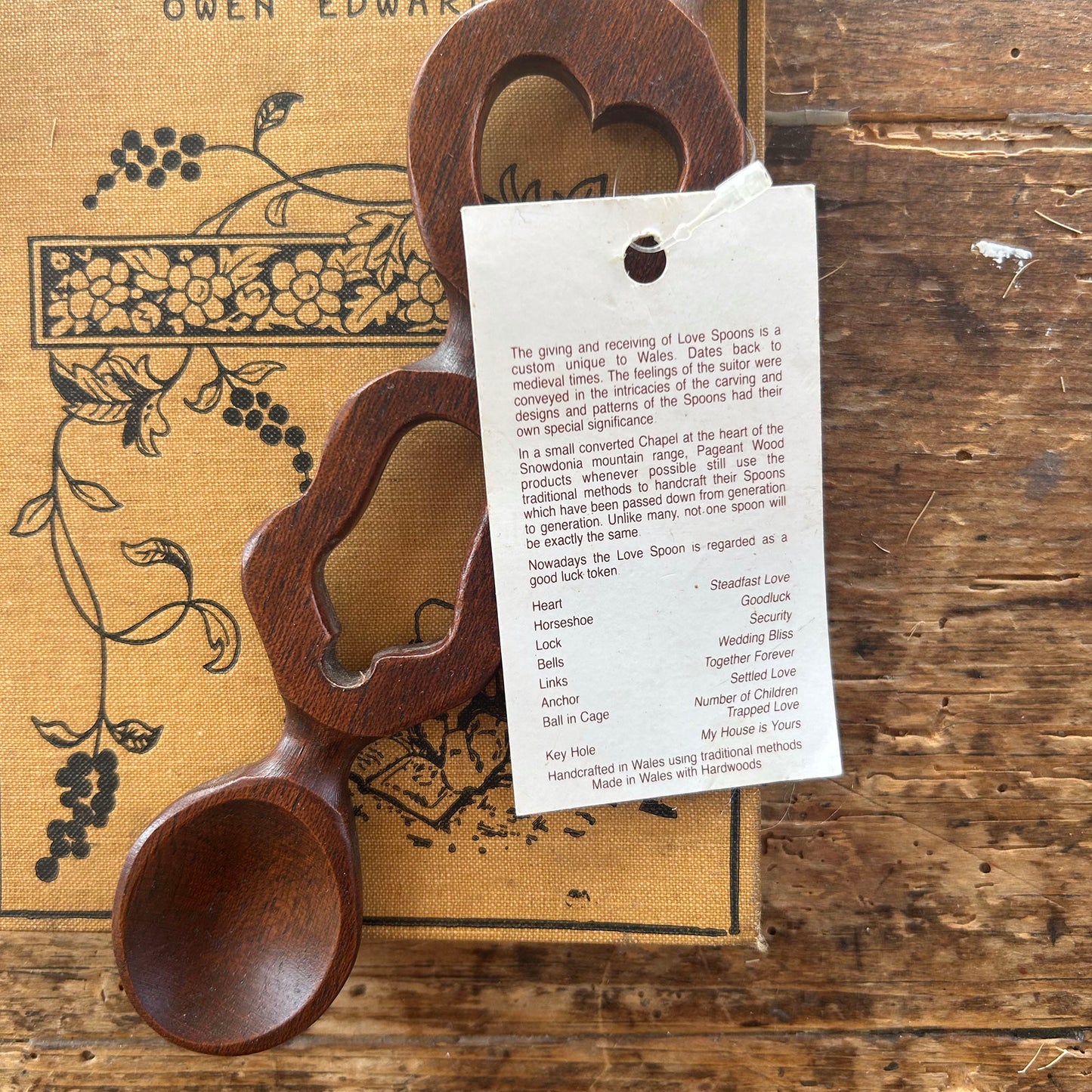 Vintage Lovespoon / Love Spoon - Hand Carved - Bell, Heart, Cross (Preloved)
