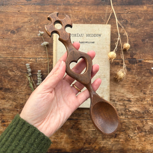 Vintage Lovespoon / Love Spoon - Hand Carved - Heart, Cross (Preloved)