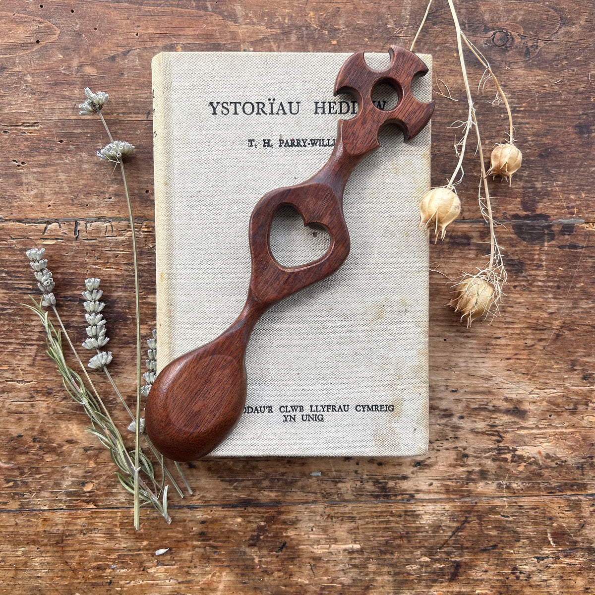 Vintage Lovespoon / Love Spoon - Hand Carved - Heart, Cross (Preloved)