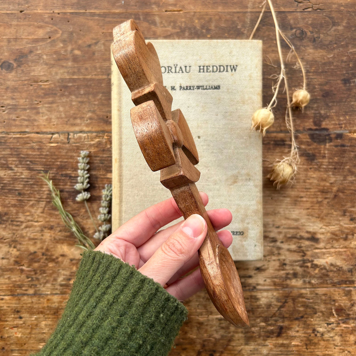 Vintage Lovespoon / Love Spoon - Hand Carved - Heart, Cross (Preloved)