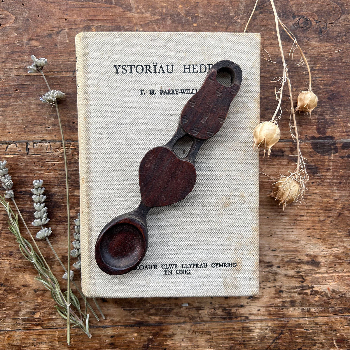 Vintage Lovespoon / Love Spoon - Hand Carved - Heart, Lock (Preloved)