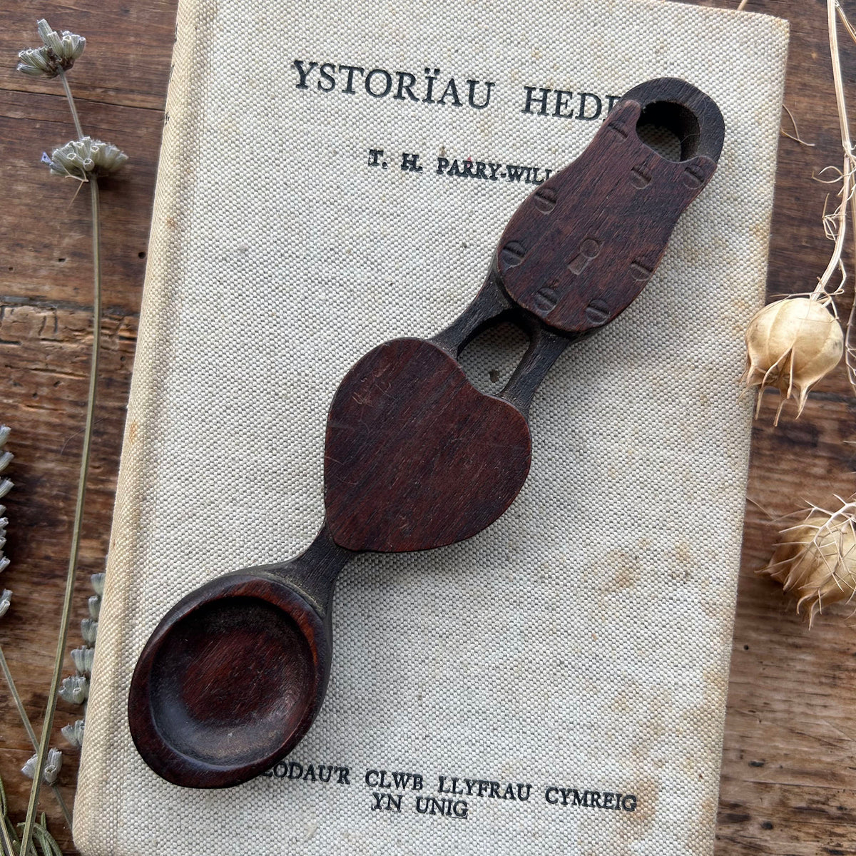 Vintage Lovespoon / Love Spoon - Hand Carved - Heart, Lock (Preloved)