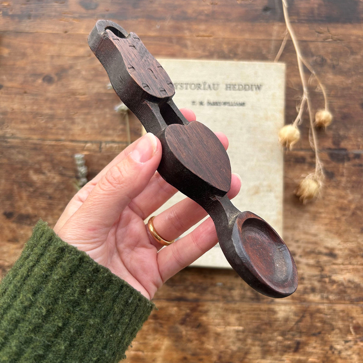 Vintage Lovespoon / Love Spoon - Hand Carved - Heart, Lock (Preloved)
