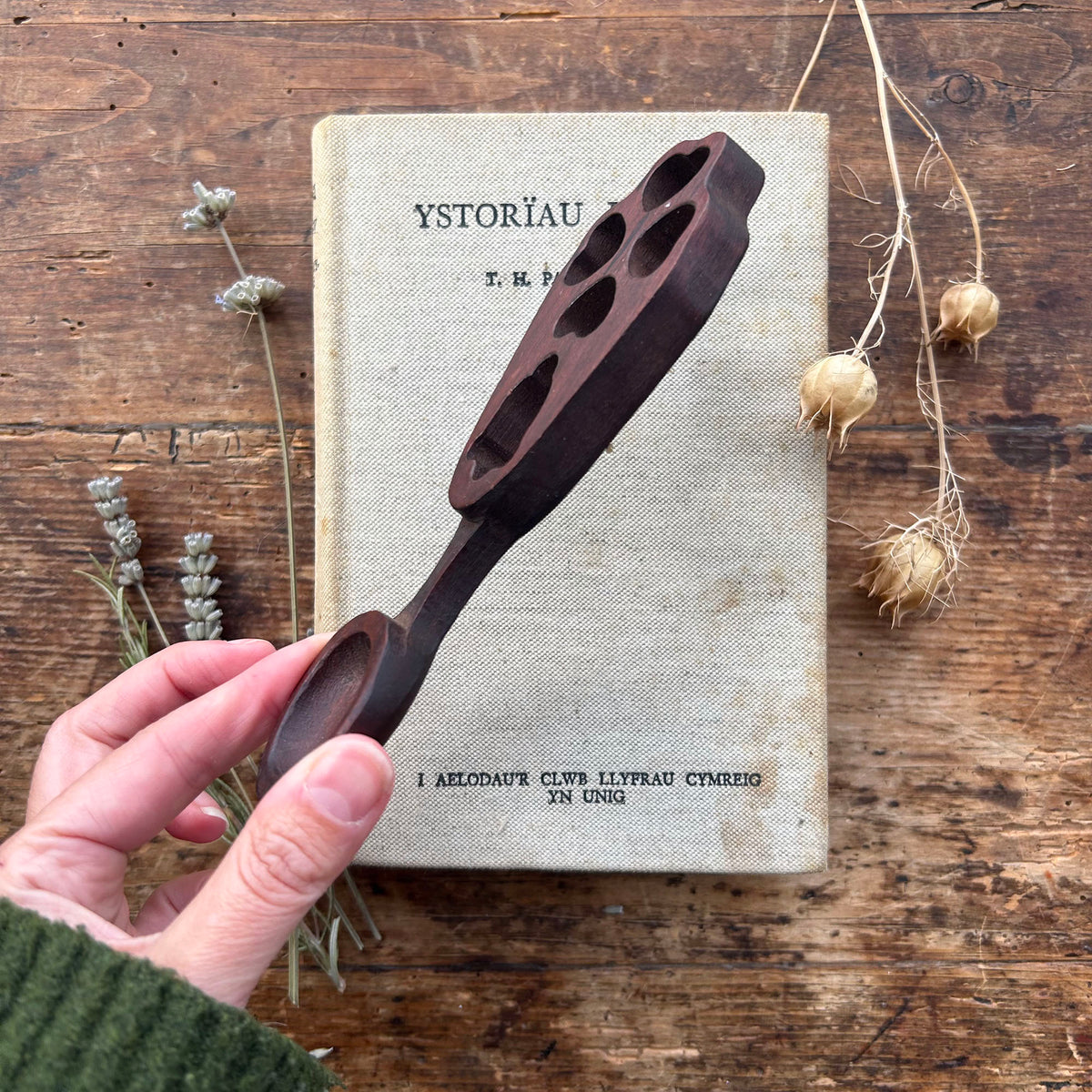 Vintage Lovespoon / Love Spoon - Hand Carved - Hearts, Bell (Preloved)