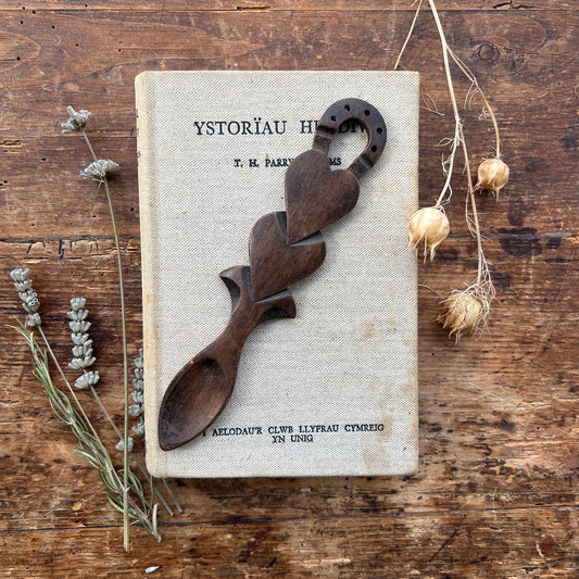 Vintage Lovespoon / Love Spoon - Hand Carved - Hearts, Horseshoe (Preloved)
