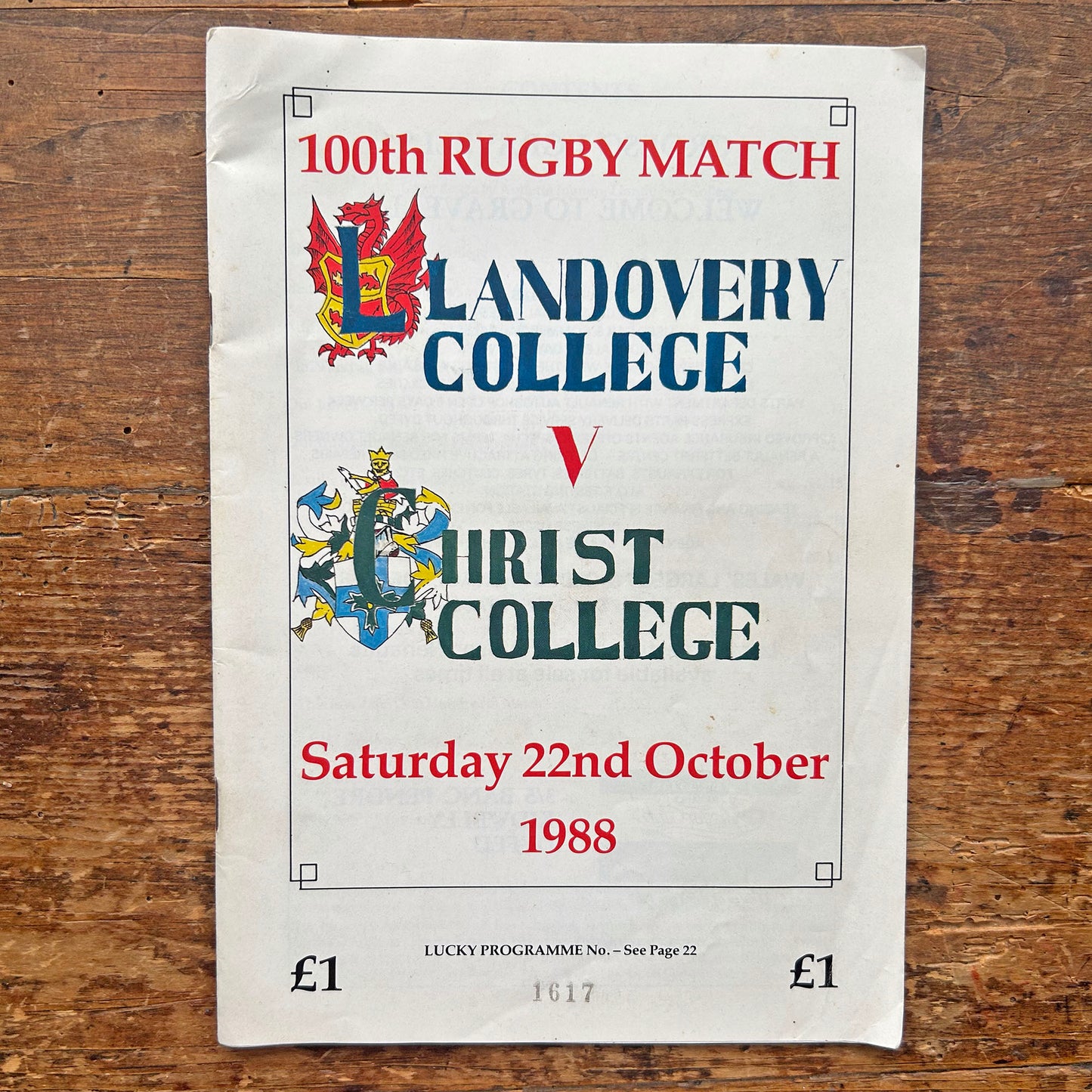 Vintage Welsh Rugby Union Programmes - Wales / Cyrmu (Preloved)