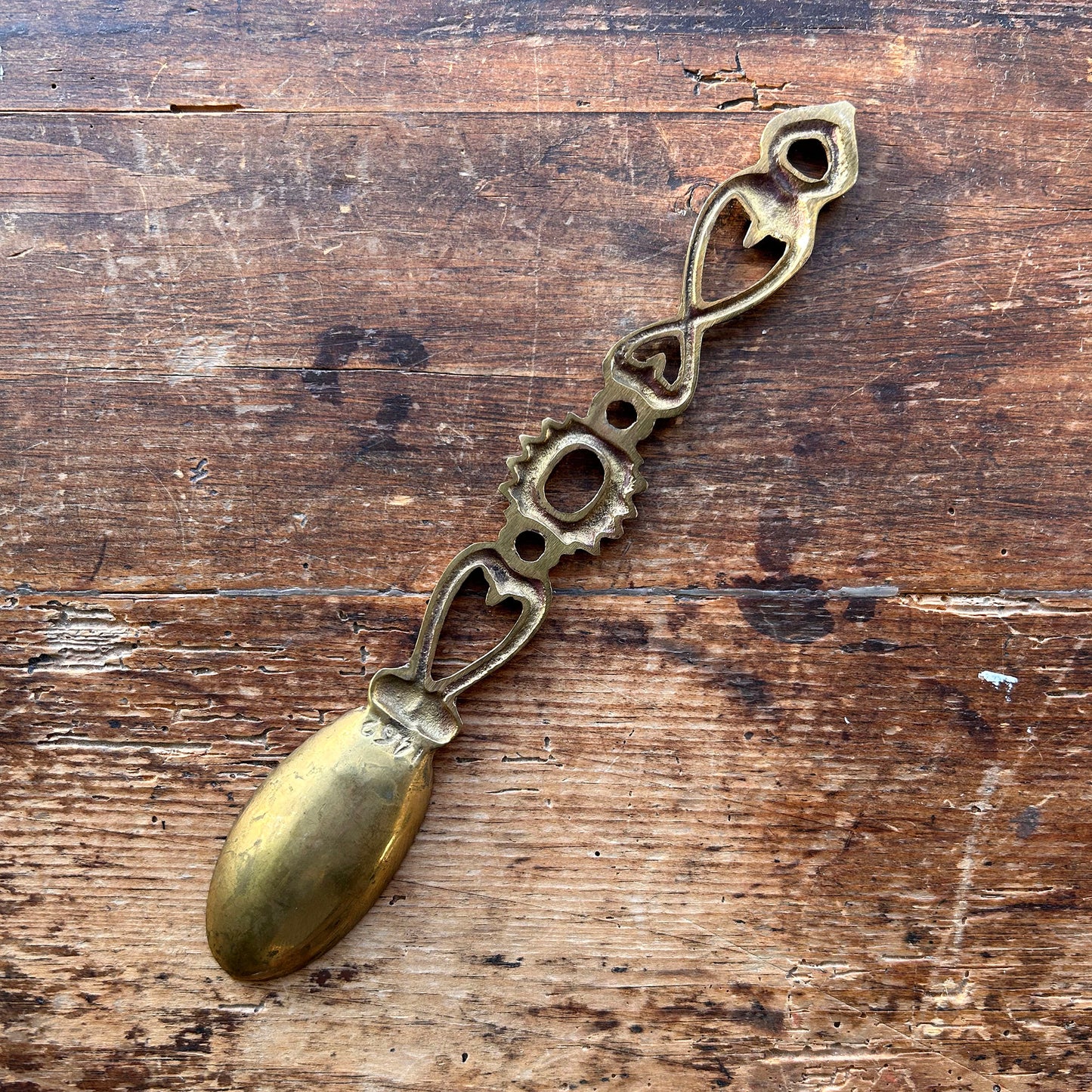 Vintage Welsh Love Spoon - Solid Brass (Preloved)