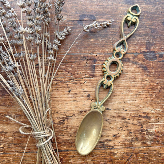 Vintage Welsh Love Spoon - Solid Brass - Large (Preloved)