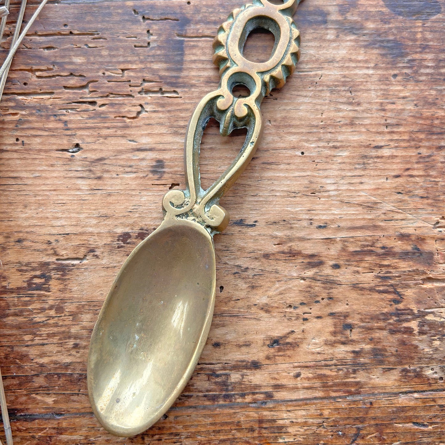 Vintage Welsh Love Spoon - Solid Brass - Large (Preloved)