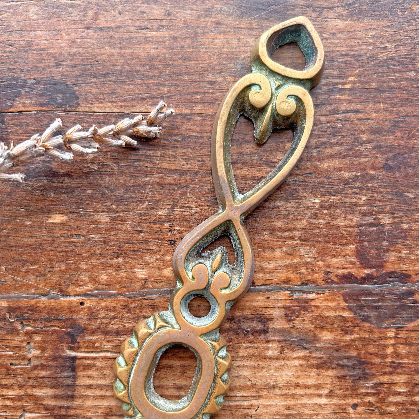 Vintage Welsh Love Spoon - Solid Brass - Large (Preloved)