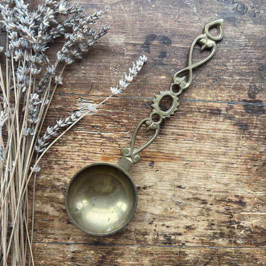 Vintage Welsh Love Spoon - Solid Brass - Large (Preloved)