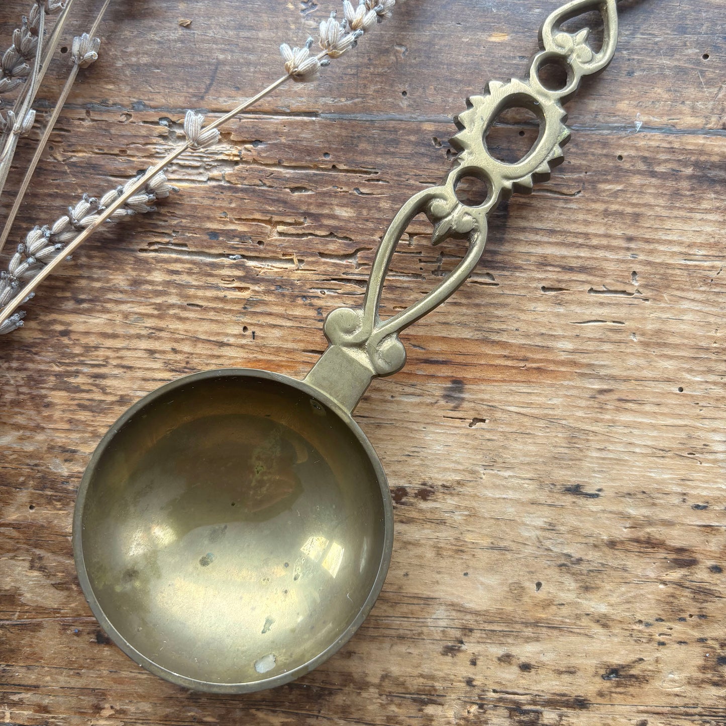 Vintage Welsh Love Spoon - Solid Brass - Large (Preloved)