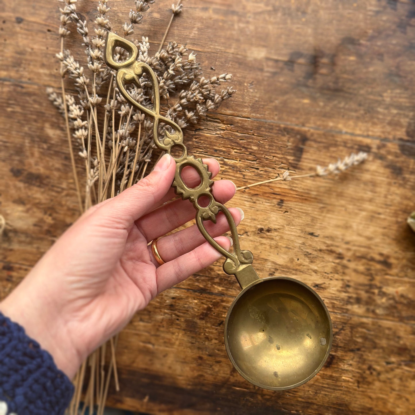 Vintage Welsh Love Spoon - Solid Brass - Large (Preloved)