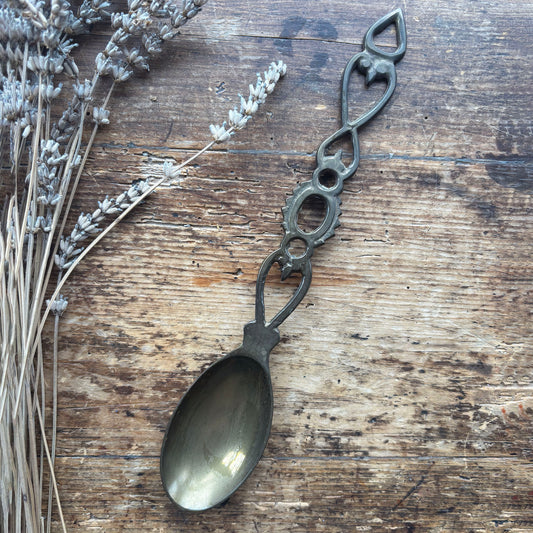 Vintage Welsh Love Spoon - Solid Brass - Large (Preloved)