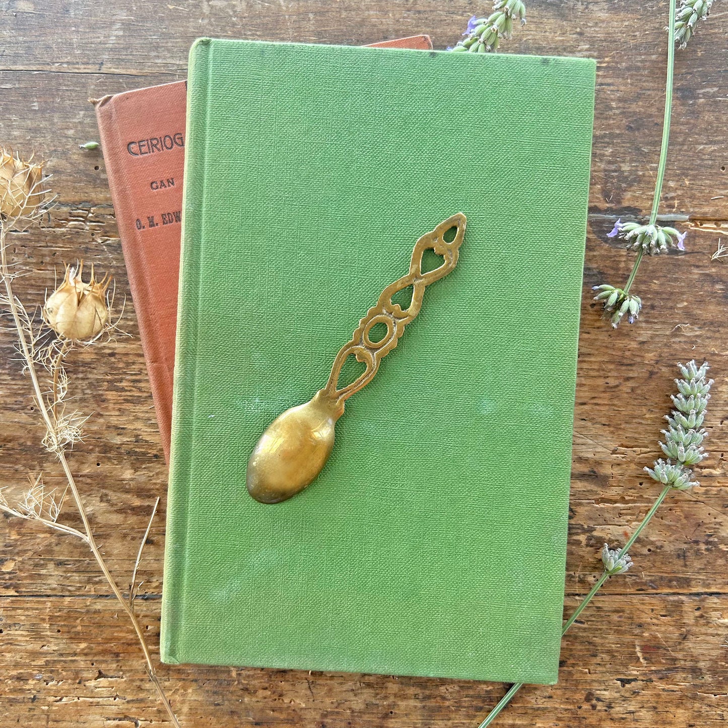 Vintage Welsh Lovespoon / Love Spoon - Solid Brass - Miniature (Preloved)