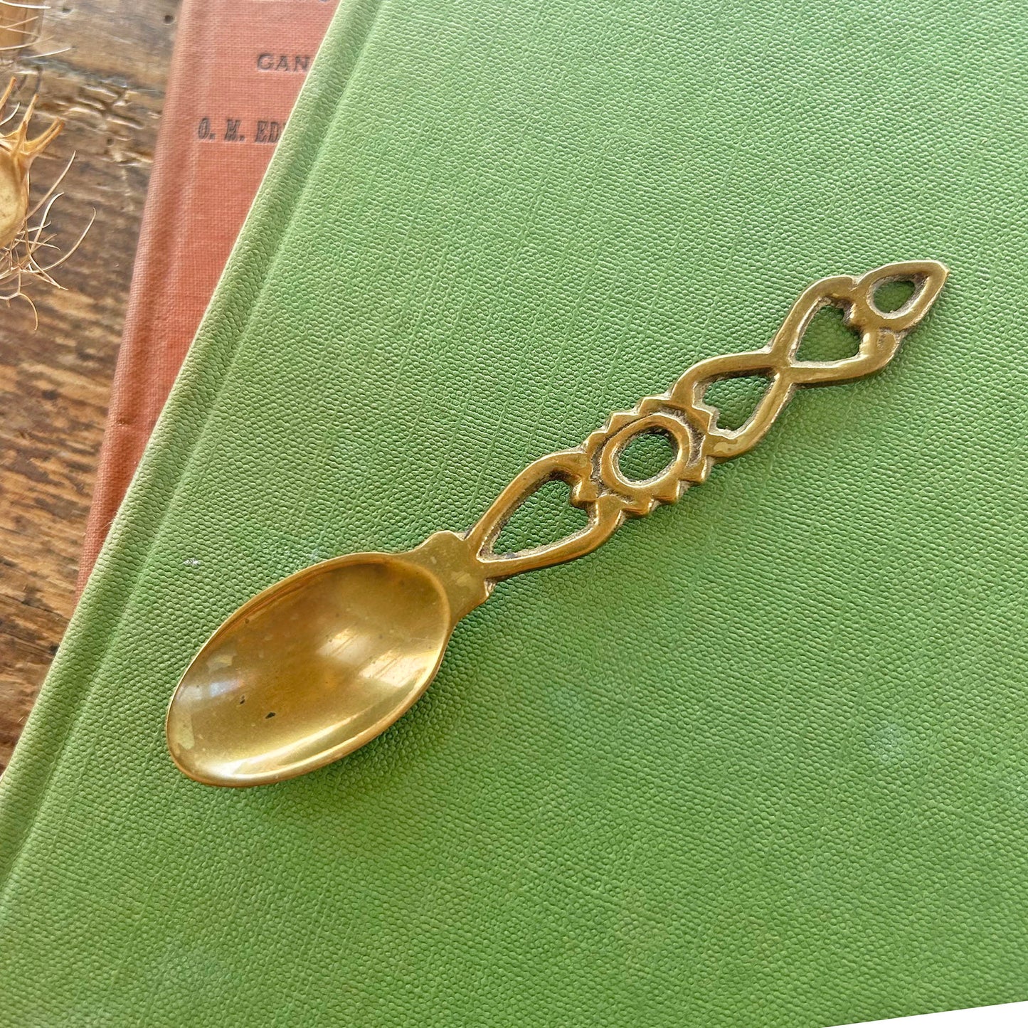 Vintage Welsh Lovespoon / Love Spoon - Solid Brass - Miniature (Preloved)