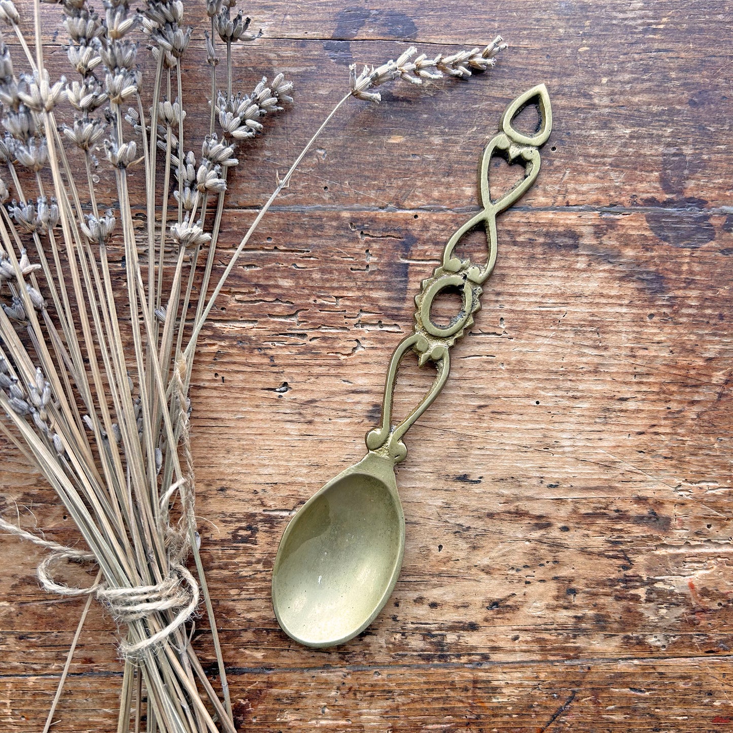 Vintage Welsh Love Spoon - Solid Brass - Small (Preloved)