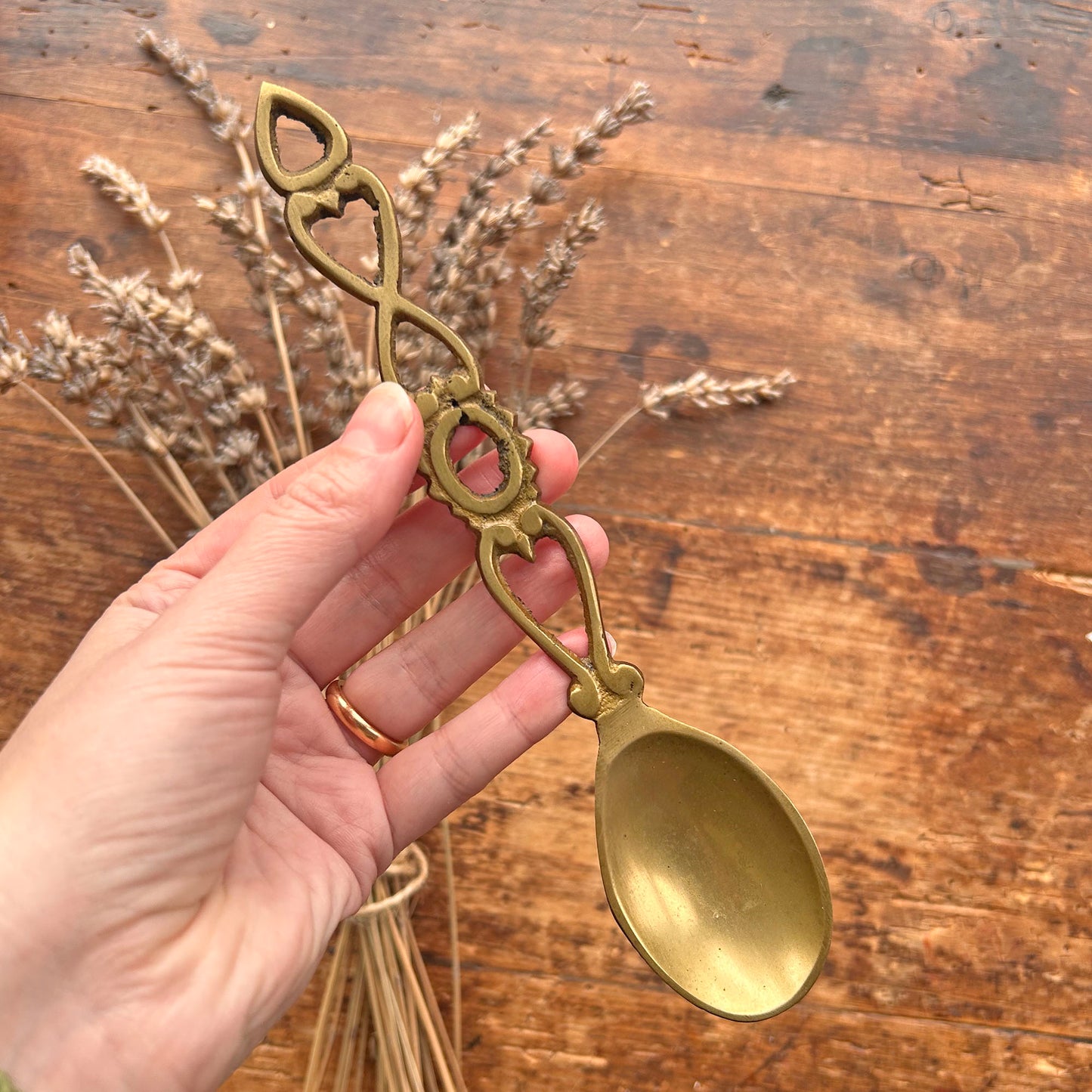 Vintage Welsh Love Spoon - Solid Brass - Small (Preloved)