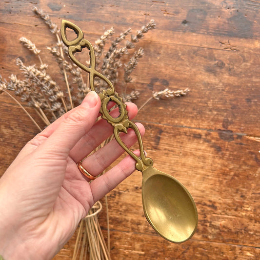 Vintage Welsh Love Spoon - Solid Brass - Small (Preloved)