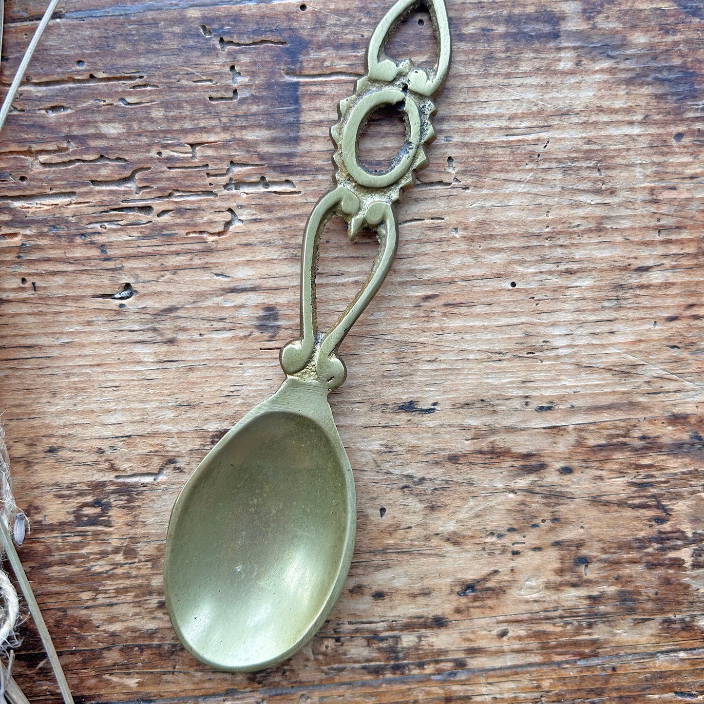 Vintage Welsh Love Spoon - Solid Brass - Small (Preloved)