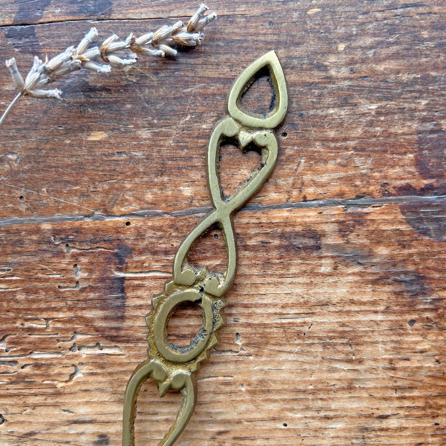 Vintage Welsh Love Spoon - Solid Brass - Small (Preloved)