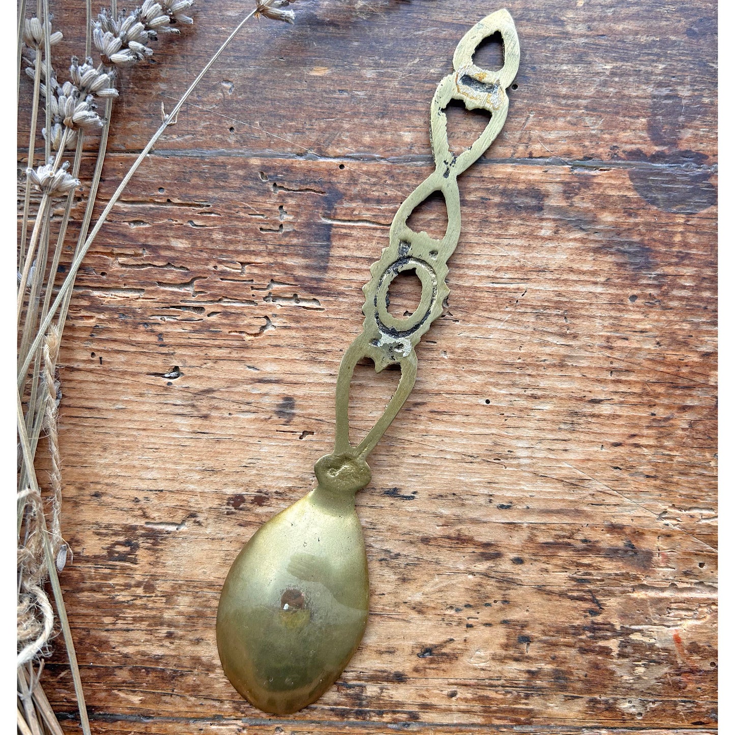 Vintage Welsh Love Spoon - Solid Brass - Small (Preloved)