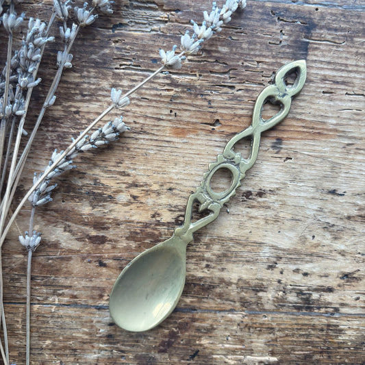 Vintage Welsh Love Spoon - Solid Brass - Small (Preloved)